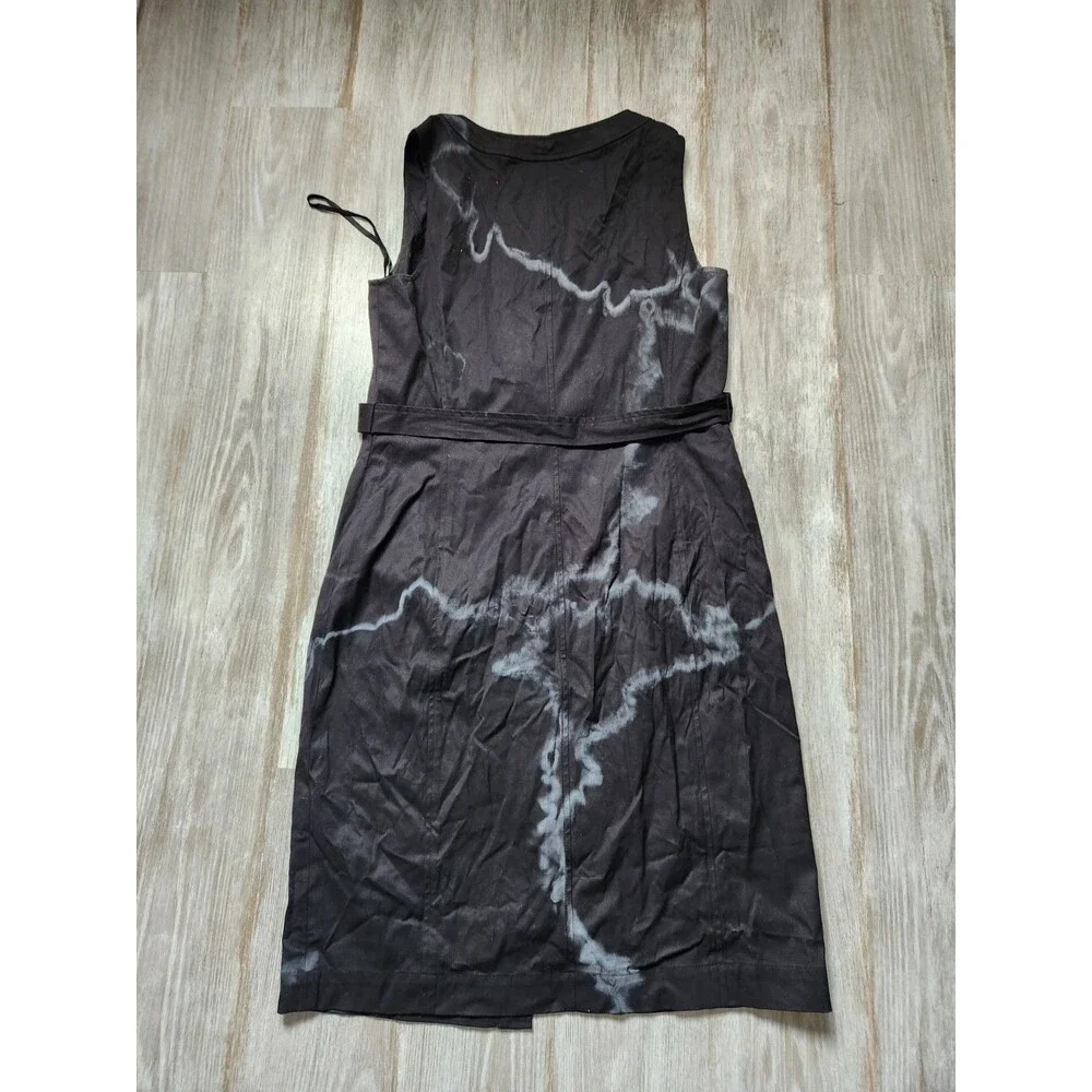 Talbots Womens Black Sleeveless Button-Front Dress Ruffle Marble Dye Sz 12 - Picture 10 of 10